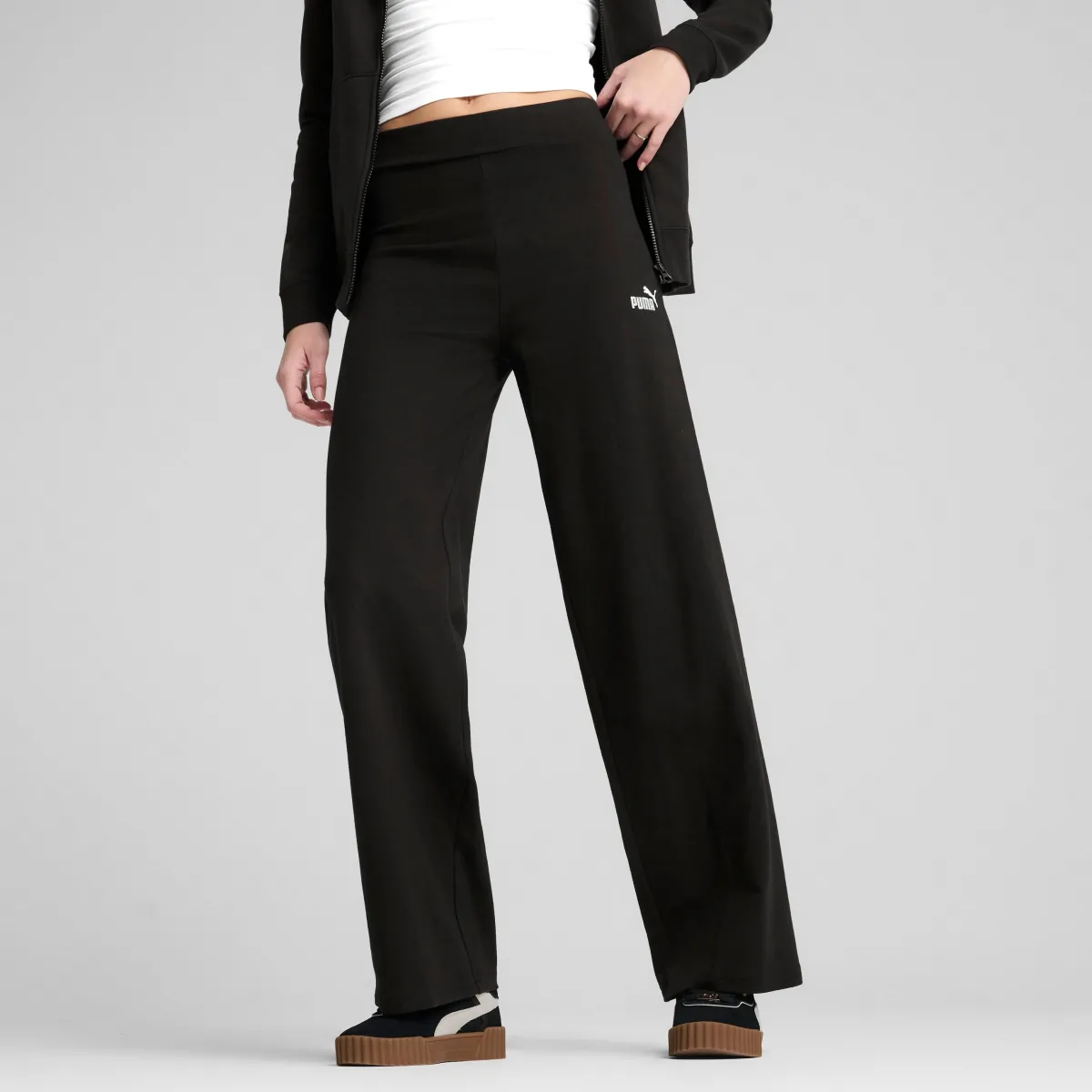 Discount Pantaloni sportivi e casual neri in cotone da donna con logo Donna Abbigliamento Puma|Gonne E Pantaloni