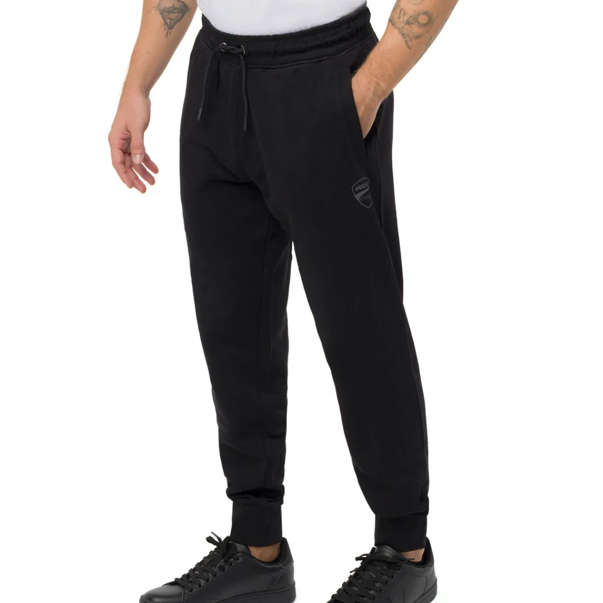 Hot Pantaloni sportivi in felpa da Uomo neri con tasche e logo Corse Uomo Felpe Uomo|Abbigliamento Sportivo Uomo