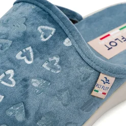 Outlet Pantofole azzurre da Donna con cuori Donna Ciabatte Donna