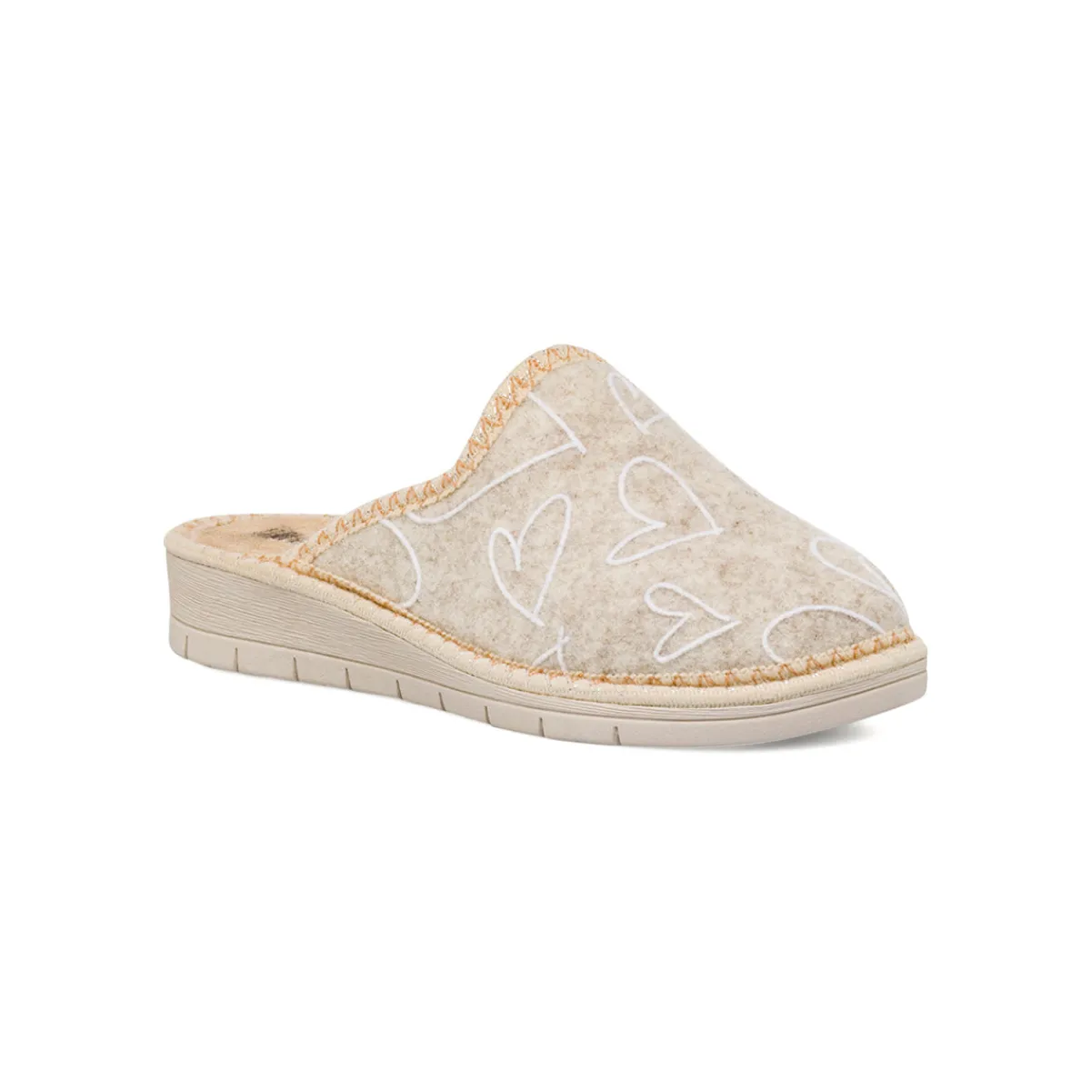 Online Pantofole beige da Donna con cuoricini Donna Ciabatte Donna