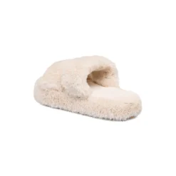 New Pantofole beige da donna in pelliccia sintetica Donna Ciabatte Donna