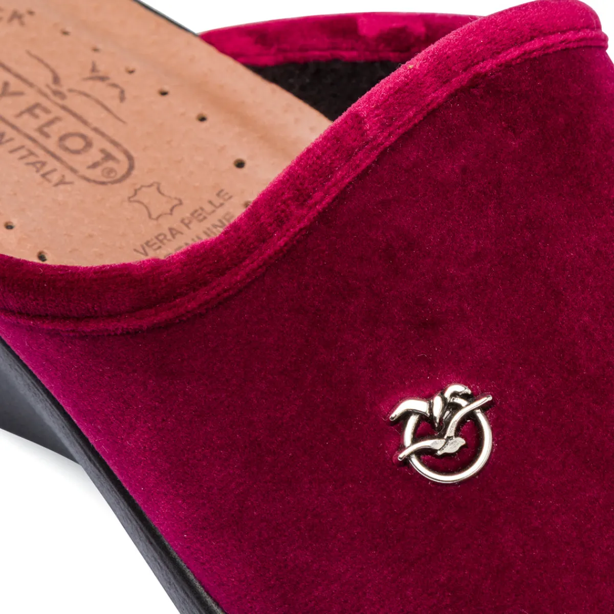 Clearance Pantofole bordeaux da Donna in pelle effetto velluto Donna Ciabatte Donna