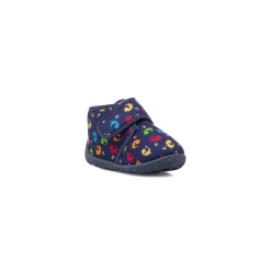 Discount Pantofole da bambino blu in tessuto con stampa e chiusura a strappo Bambino Scarpe Con Strappo Bambino|Primi Passi Bambino