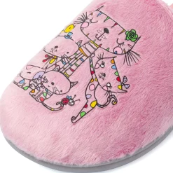 Best Pantofole da donna rosa felpate con gatti ricamati Donna Felpe Donna|Ciabatte Donna