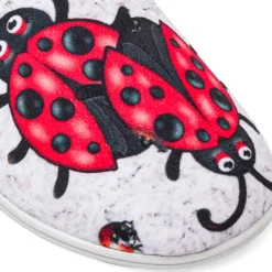 New Pantofole grigie con stampa coccinella da Donna Donna Ciabatte Donna