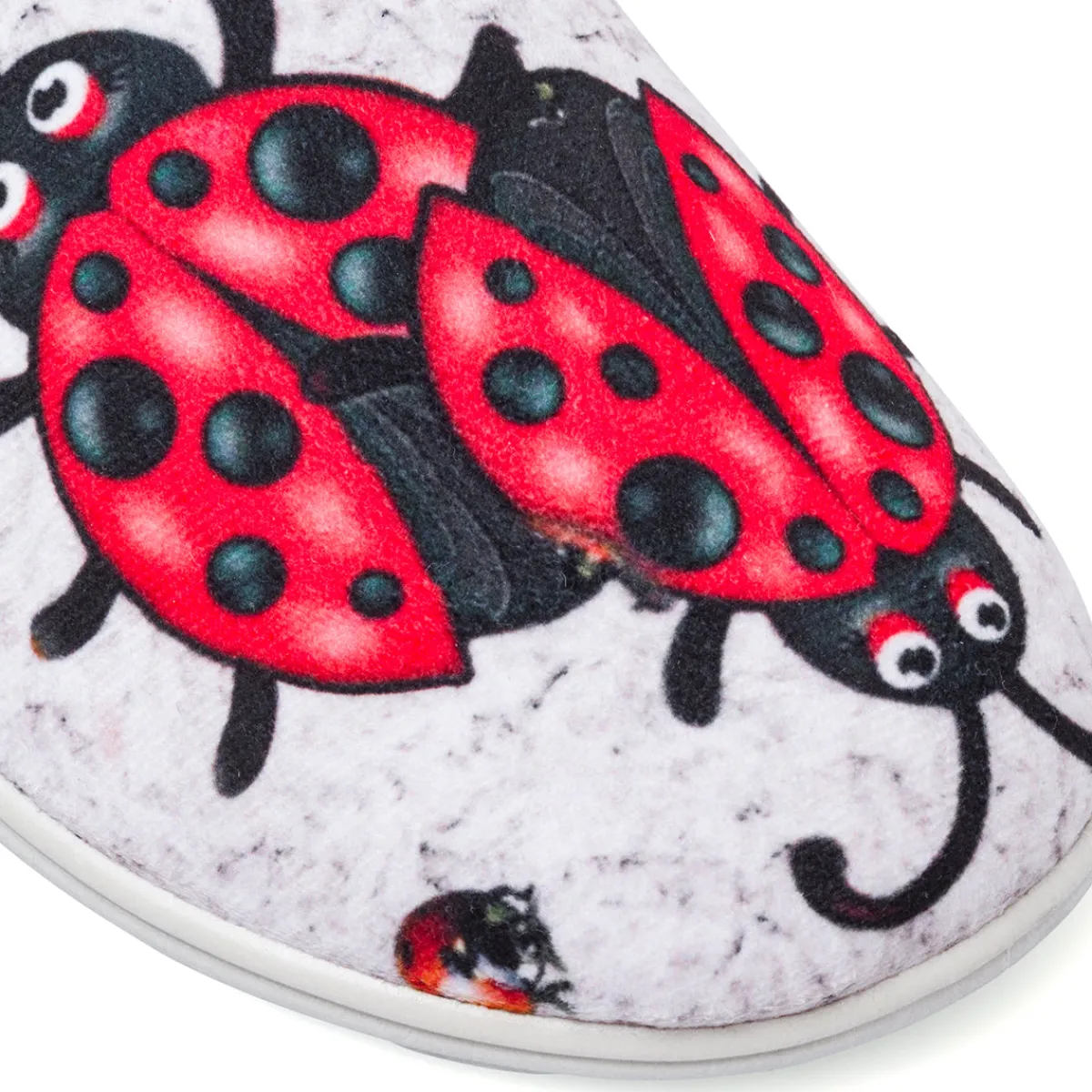 New Pantofole grigie con stampa coccinella da Donna Donna Ciabatte Donna