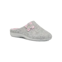 Discount Pantofole grigie da Donna con fiore rosa Donna Ciabatte Donna