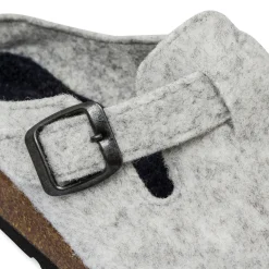 Discount Pantofole grigie in tessuto da donna con cinturino e fibbia Donna Ciabatte Donna