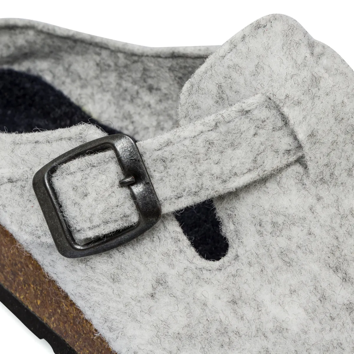 Discount Pantofole grigie in tessuto da donna con cinturino e fibbia Donna Ciabatte Donna