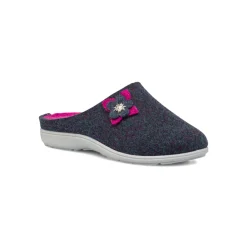 Outlet Pantofole in feltro blu da Donna con fiore decorativo Donna Ciabatte Donna