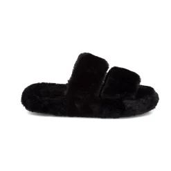 Clearance Pantofole nere da donna in pelliccia sintetica Donna Ciabatte Donna