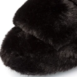 Clearance Pantofole nere da donna in pelliccia sintetica Donna Ciabatte Donna