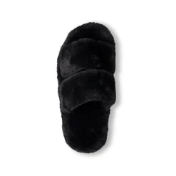 Clearance Pantofole nere da donna in pelliccia sintetica Donna Ciabatte Donna