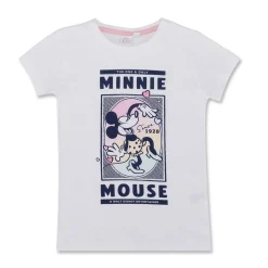 Pigiama corto bianco e rosa da bambina con stampa Minnie Bambino Pigiami Bambino