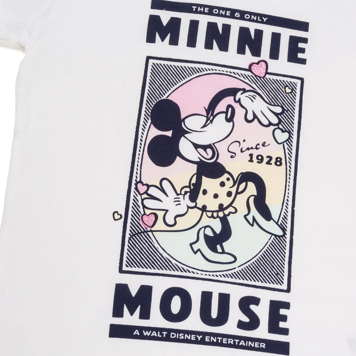 Pigiama corto bianco e rosa da bambina con stampa Minnie Bambino Pigiami Bambino