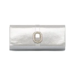 Hot Pochette da donna argento con dettaglio strass e logo Donna Clutch & Pochette|Scarpe Eleganti