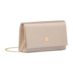 Pochette da donna champagne con glitter con logo dorato Donna Clutch & Pochette