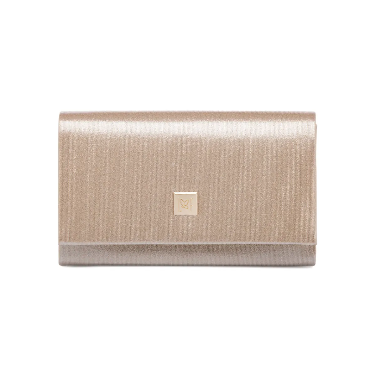 Pochette da donna champagne con glitter con logo dorato Donna Clutch & Pochette