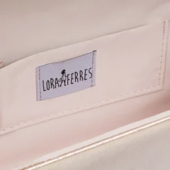 Pochette da donna champagne con glitter con logo dorato Donna Clutch & Pochette