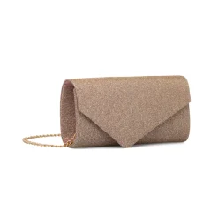 Sale Pochette da donna oro rosa con glitter con logo Donna Clutch & Pochette|Scarpe Eleganti