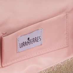 Sale Pochette da donna oro rosa con glitter con logo Donna Clutch & Pochette|Scarpe Eleganti