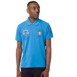 New Polo Azzurra da Uomo in Cotone con Ricami e dettagli Uomo Abbigliamento Canada Trail|Polo Uomo