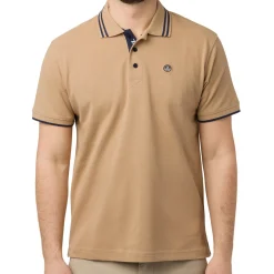 Polo Beige da Uomo in Cotone con Dettagli Bianchi e Logo Ricamato Uomo Abbigliamento Navy Sail|Polo Uomo