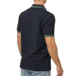 Sale Polo blu da Uomo con dettaglio verde fluo Uomo Polo Uomo|Abbigliamento Sportivo Uomo