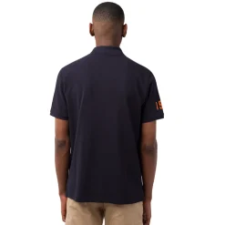 New Polo da uomo blu scuro con dettagli arancione e logo Uomo Polo Uomo|Abbigliamento Sportivo Uomo