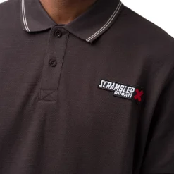 Outlet Polo da uomo nera in cotone con logo Scrambler Uomo Abbigliamento Ducati|Polo Uomo