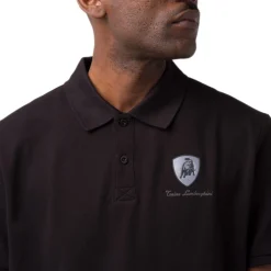 Sale Polo nera da uomo con dettagli grigi e logo Uomo Polo Uomo|Abbigliamento Sportivo Uomo