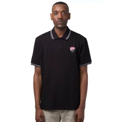Online Polo nera da Uomo in cotone con logo Corse Uomo Abbigliamento Ducati|Polo Uomo