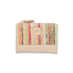 Sale Portafoglio beige da Donna con dettagli multicolore effetto paglia Donna Portafogli Donna