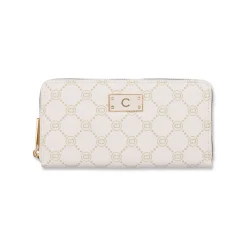 Portafoglio Bianco da Donna con chiusura con zip dorata Donna Portafogli Donna