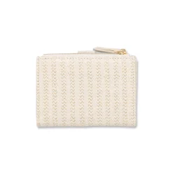 Hot Portafoglio bianco off-white da Donna effetto rafia con dettagli oro Donna Portafogli Donna