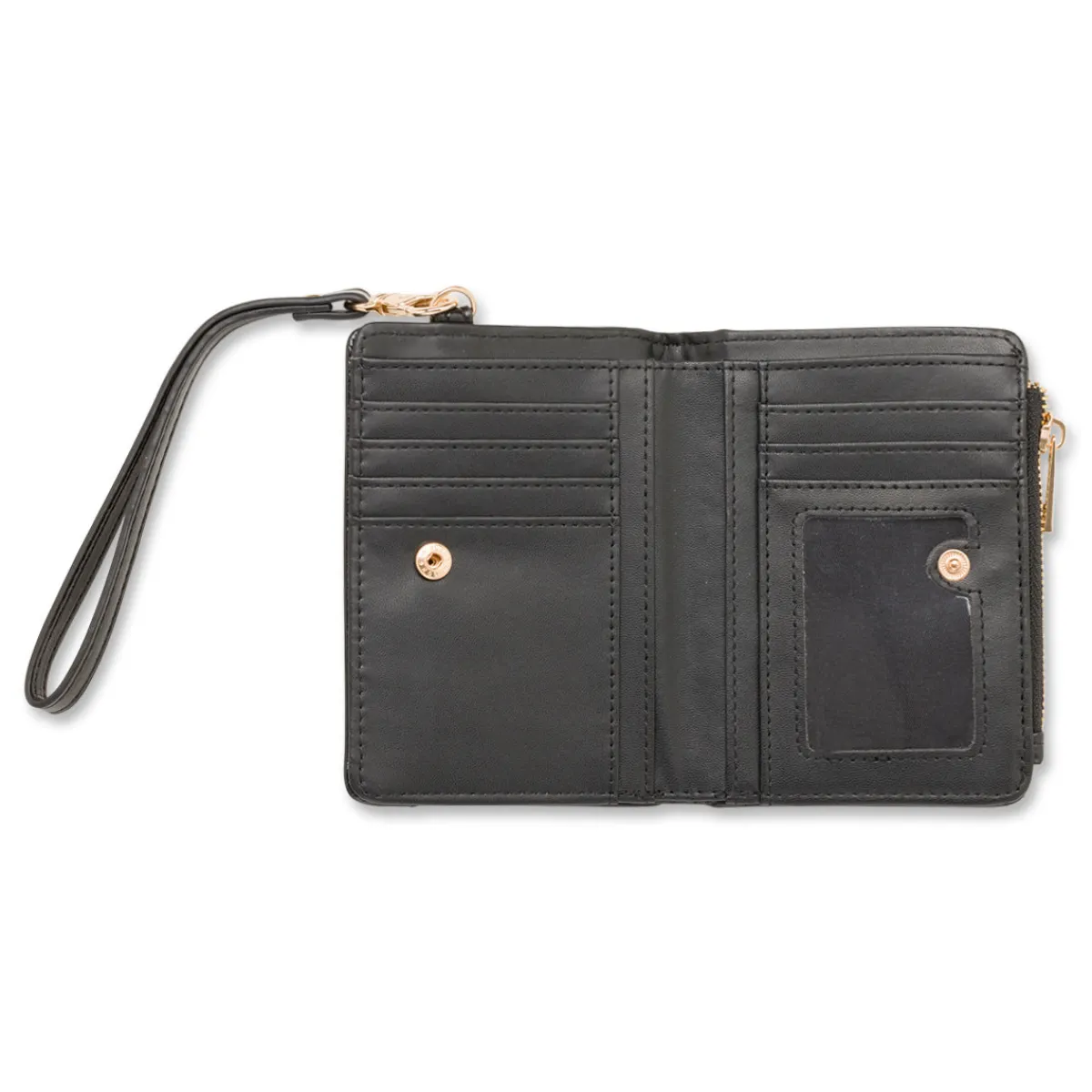 Portafoglio da donna nero con logo Donna Portafogli Donna