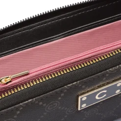 Hot Portafoglio grande da donna nero con stampa monogram Donna Portafogli Donna