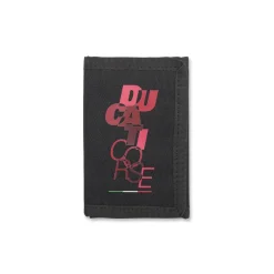 Online Portafoglio in tessuto nero con chiusura a strappo e logo rosso Corse Zaini Sportivi