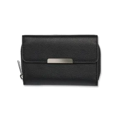 Online Portafoglio nero con botton e zip Donna Portafogli Donna