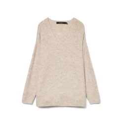 Clearance Pullover Beige da Donna con scollo a V Donna Pullover E Cardigan|Abbigliamento Moda Donna