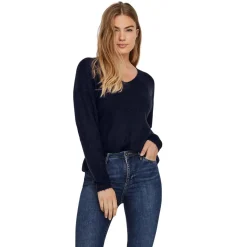 Outlet Pullover Blu da Donna con scollo a V Donna Pullover E Cardigan|Abbigliamento Moda Donna