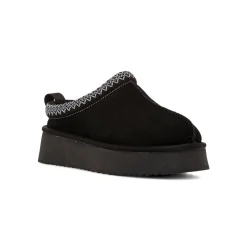 Clearance Sabot imbottite da Donna con suola platform effetto scamosciato nero Donna Stivaletti Donna|Stivaletti Cozy Boots Donna