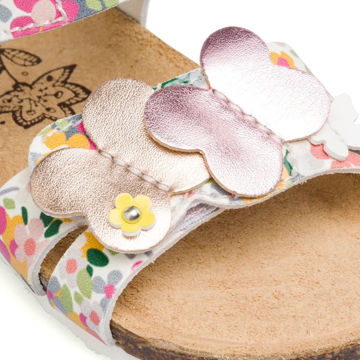 Clearance Sandali bianchi da bambina con stampa colorata e farfalle Bambino Scarpe Con Strappo Bambina