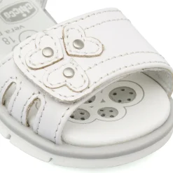 Clearance Sandali bianchi da Primi Passi Bambina in pelle con dettagli cuore Bambino Scarpe Da Cerimonia Bambina|Primi Passi Bambina