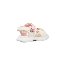 Sandali Bianchi da Ragazza con inserti rosa e patch rosa e arcobaleno Bambino Scarpe Ragazza