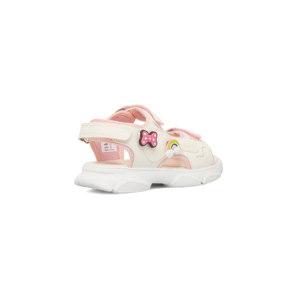 Sandali Bianchi da Ragazza con inserti rosa e patch rosa e arcobaleno Bambino Scarpe Ragazza