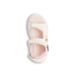 Sandali Bianchi da Ragazza con inserti rosa e patch rosa e arcobaleno Bambino Scarpe Ragazza