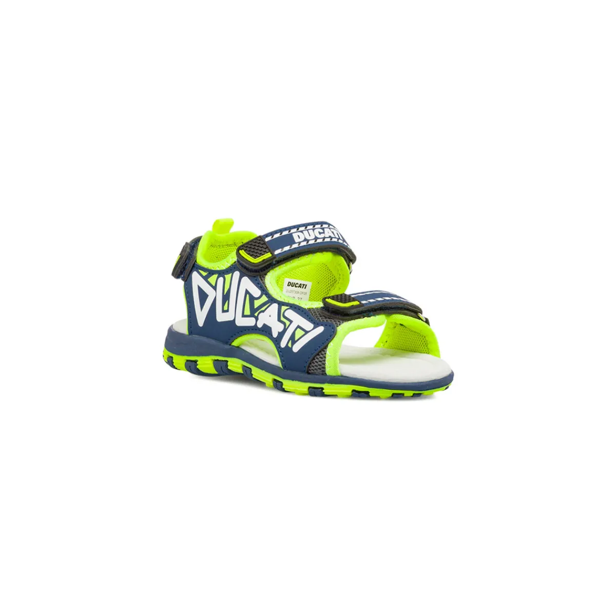 Sale Sandali Blu da Bambino con doppio strappo e logo laterale Bambino Scarpe Con Strappo Bambino