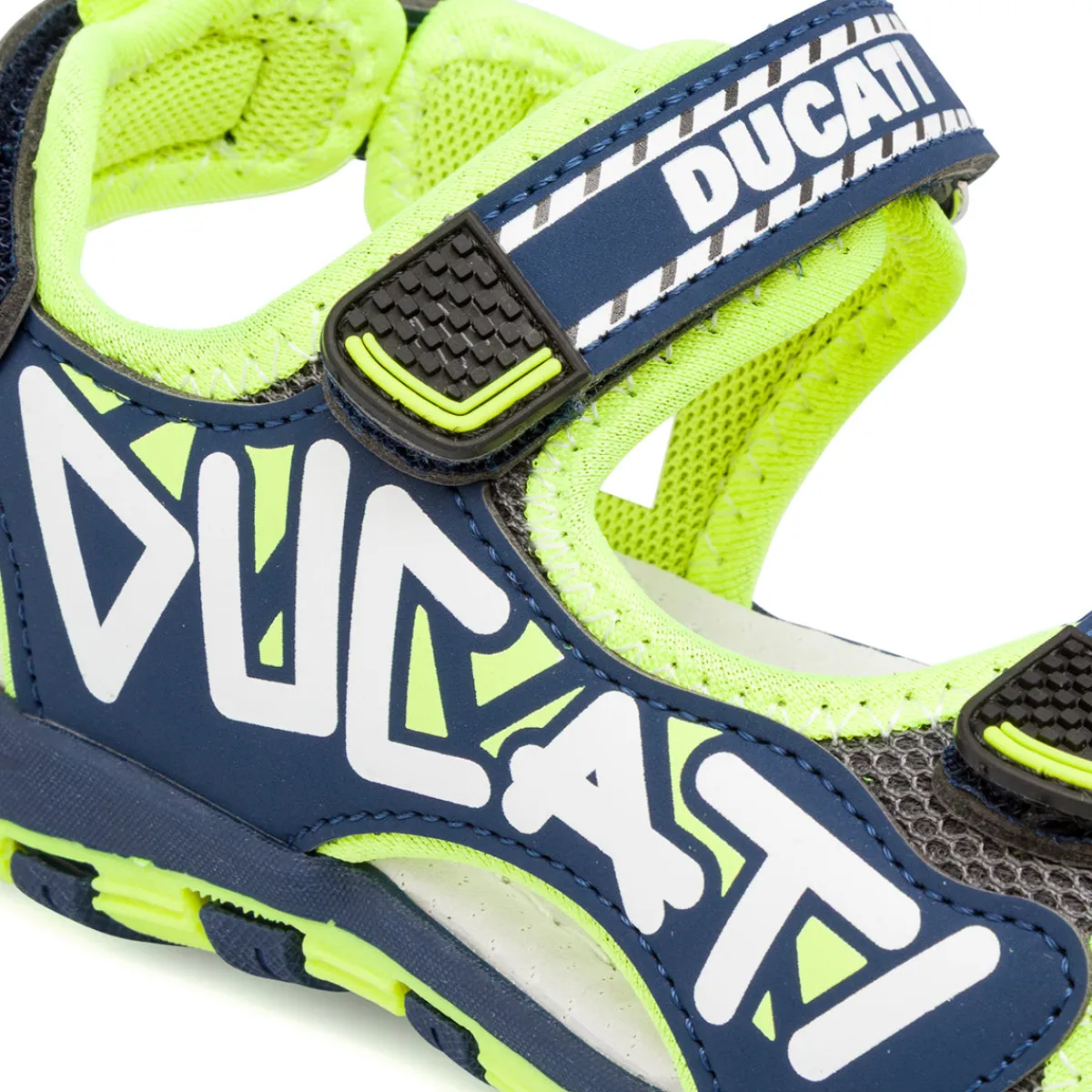 Sale Sandali Blu da Bambino con doppio strappo e logo laterale Bambino Scarpe Con Strappo Bambino