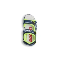Sale Sandali Blu da Bambino con doppio strappo e logo laterale Bambino Scarpe Con Strappo Bambino